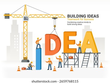 Fondo de Ilustración vectorial de ideas de construcción de negocios de grúa de construcción