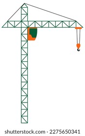 grúa de construcción con ilustración de vector de cabina