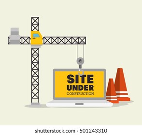 construction crane and cone site under construction