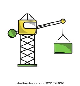construction crane and container icon isolated