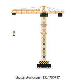 Construction crane. Equipment in flat style. Vector illustration isolated on white background.