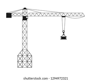 Construction crane. Equipment in icon. Vector illustration isolated on white background