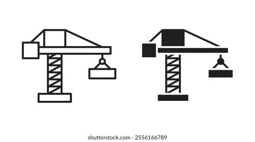 Construction crane Filled flat icons set for apps and web ui designs.
