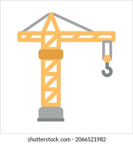 Icono plano de grúa de construcción. Ilustración de dibujos animados. Firma vectorial para aplicaciones móviles y sitios web.