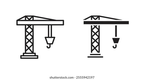 Construction crane flat simple vector symbols illustration.