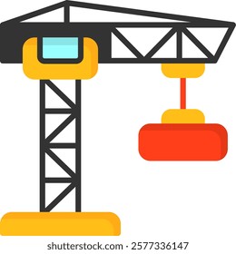 Construction Crane Flat Style Icon Design