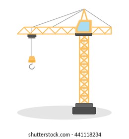 Construction crane in a flat style isolated