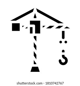 construction crane glyph icon vector. construction crane sign. isolated contour symbol black illustration