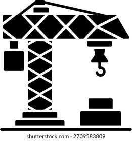 Diseño de icono de estilo de glifo de grúa de construcción