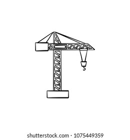 Construction crane hand drawn outline doodle icon. Heavy industry vector sketch illustration with construction crane for print, web, mobile and infographics isolated on white background.