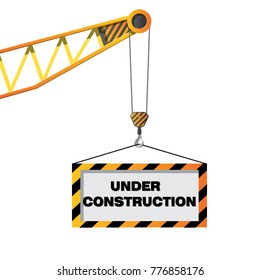 Construction Crane Holding Sign Stock Vector (Royalty Free) 776858176 ...