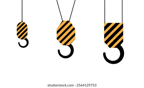 Construction Crane Hook Different Versions. Industry and house building concept vector art