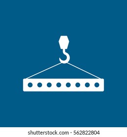 Construction Crane Hook Flat Icon On Blue Background