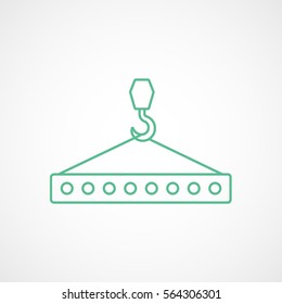 Construction Crane Hook Green Line Icon On White Background