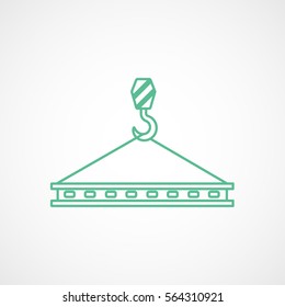 Construction Crane Hook Green Line Icon On White Background
