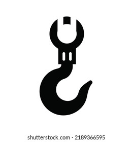 Construction, crane, hook icon. Black vector illustration.