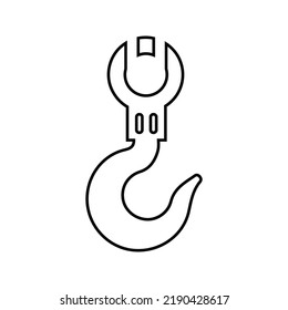 Construcción, grúa, icono de gancho. Gráficos vectoriales de contorno.