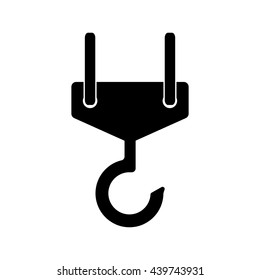 Construction crane hook icon. Silhouette flat design vector illustration.