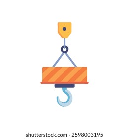 A construction crane hook icon suitable for lifting equipment and construction projects.