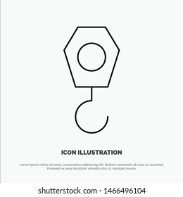 Construction, Crane, Hook Line Icon Vector. Vector Icon Template background