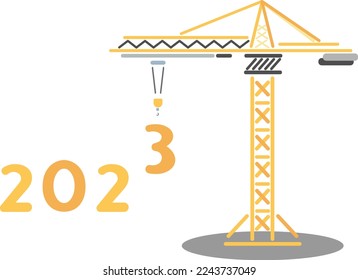 Construction crane icon 2023 in vector isolated on white background