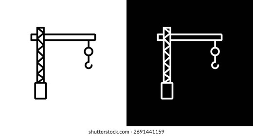 Ícone de guindaste de construção em ilustração de linha preta. Logotipo de design para aplicativo, IU.