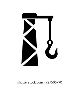 Construction crane icon ,black sign design 
