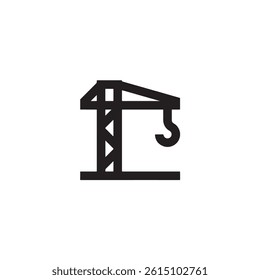 Construction crane icon in black silhouette Vector