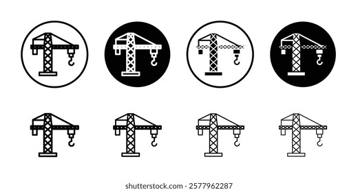Construction crane icon black and white vector sign