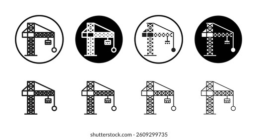 Construction crane icon Black and white logo