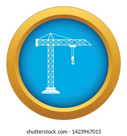 Construction crane icon blue vector isolated on white background for any design