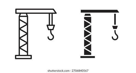 Diseño de símbolo de contorno de concepto de grúa de construcción. Ilustración de elemento simple.
