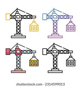 Construction crane icon design in four variation color