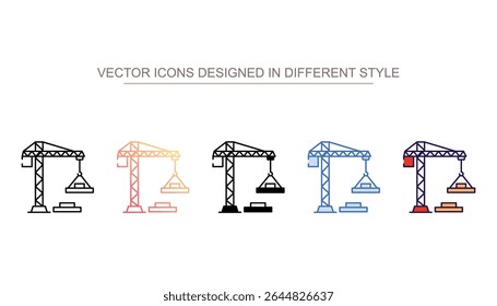 Construction crane icon design with white background stock illustration