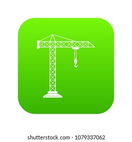 Construction crane icon digital green for any design isolated on white vector illustration