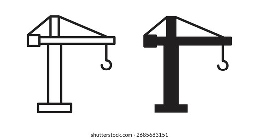 Construction crane icon flat black and white logo