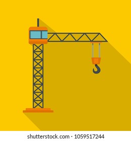Construction crane icon. Flat illustration of construction crane vector icon for web