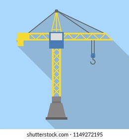 Construction crane icon. Flat illustration of construction crane vector icon for web design