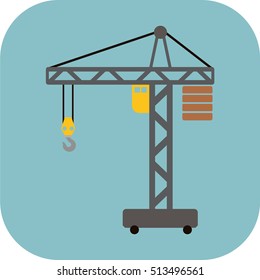 Construction crane icon in a flat style