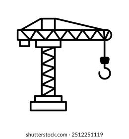 Ícone de guindaste de construção, ícone de glifo de guindaste com fundo branco, ilustração de vetor de traçado preto.