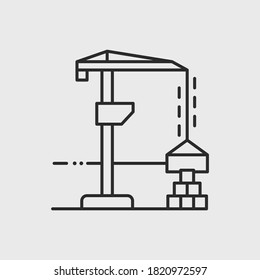 Icono de grúa de construcción. Grúa de construcción aislada sobre fondo blanco.  Ilustración vectorial.