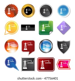 Baukransymbol einzeln auf weißem Hintergrund.