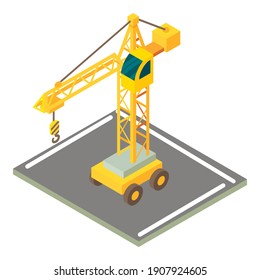 Construction crane icon. Isometric illustration of construction crane vector icon for web