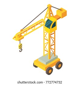Construction crane icon. Isometric illustration of construction crane vector icon for web