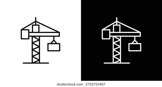 Ícone de guindaste de construção no design da linha. ícone de traço editável.