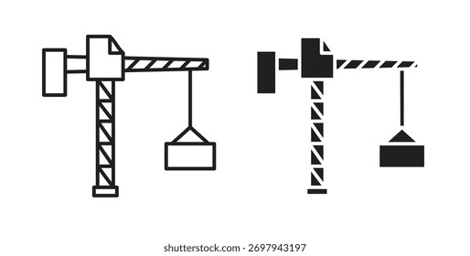 Línea de iconos de grúa de construcción. eps 10 Ilustración vectorial