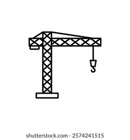 Construction crane icon linear logo isolated