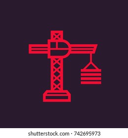 construction crane icon, linear style