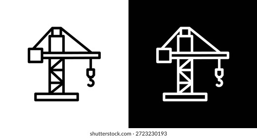 Concepto de logotipo de icono de grúa de construcción en trazos