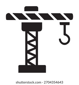 Construcción Icono de grúa o logotipo aislado signo símbolo Ilustración vectorial - iconos de vector de estilo negro de alta calidad